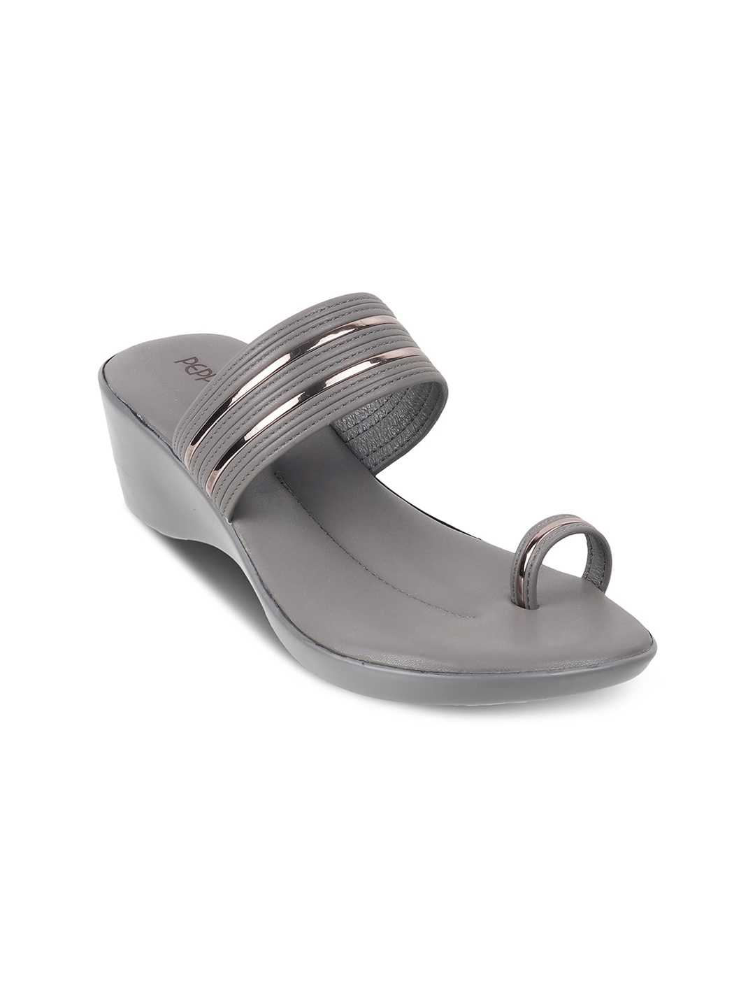 

PEPPER Textured Open One Toe Comfort Heels, Grey