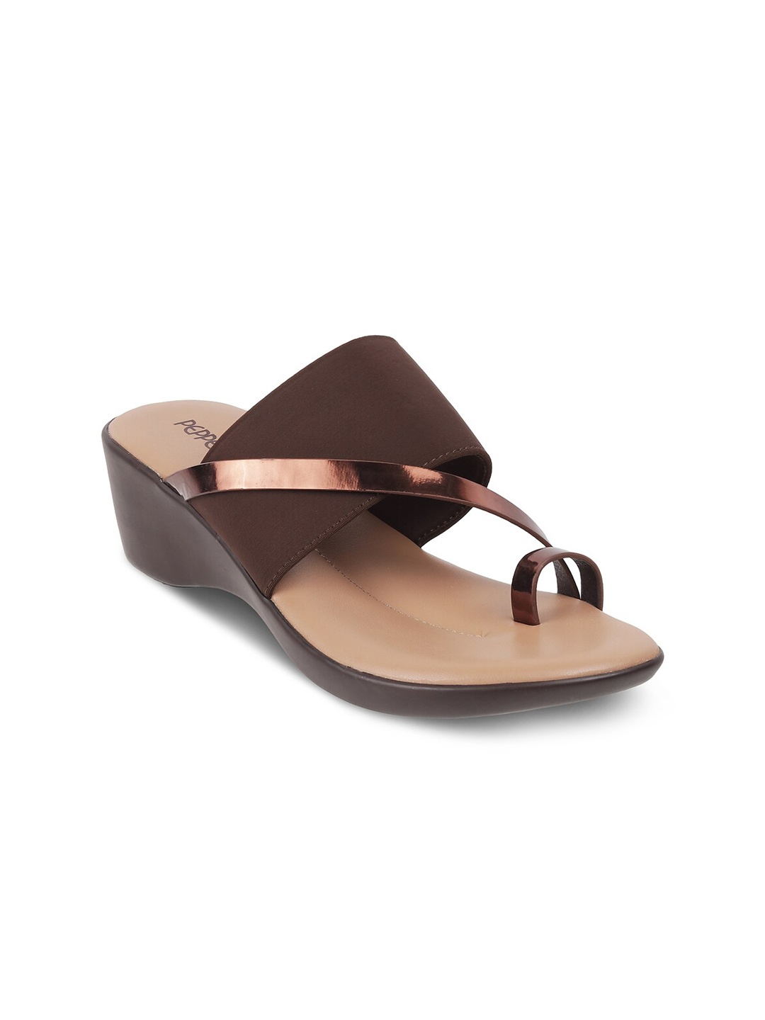 

PEPPER Open One Toe Comfort Heels, Brown