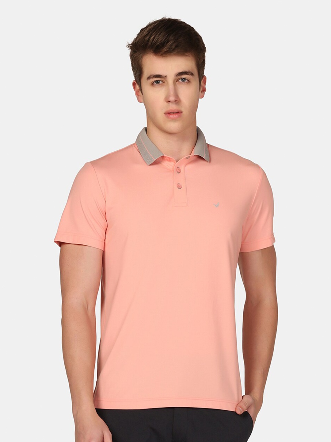 

Blackberrys Men Pink Solid TechPro Polo Tshirts