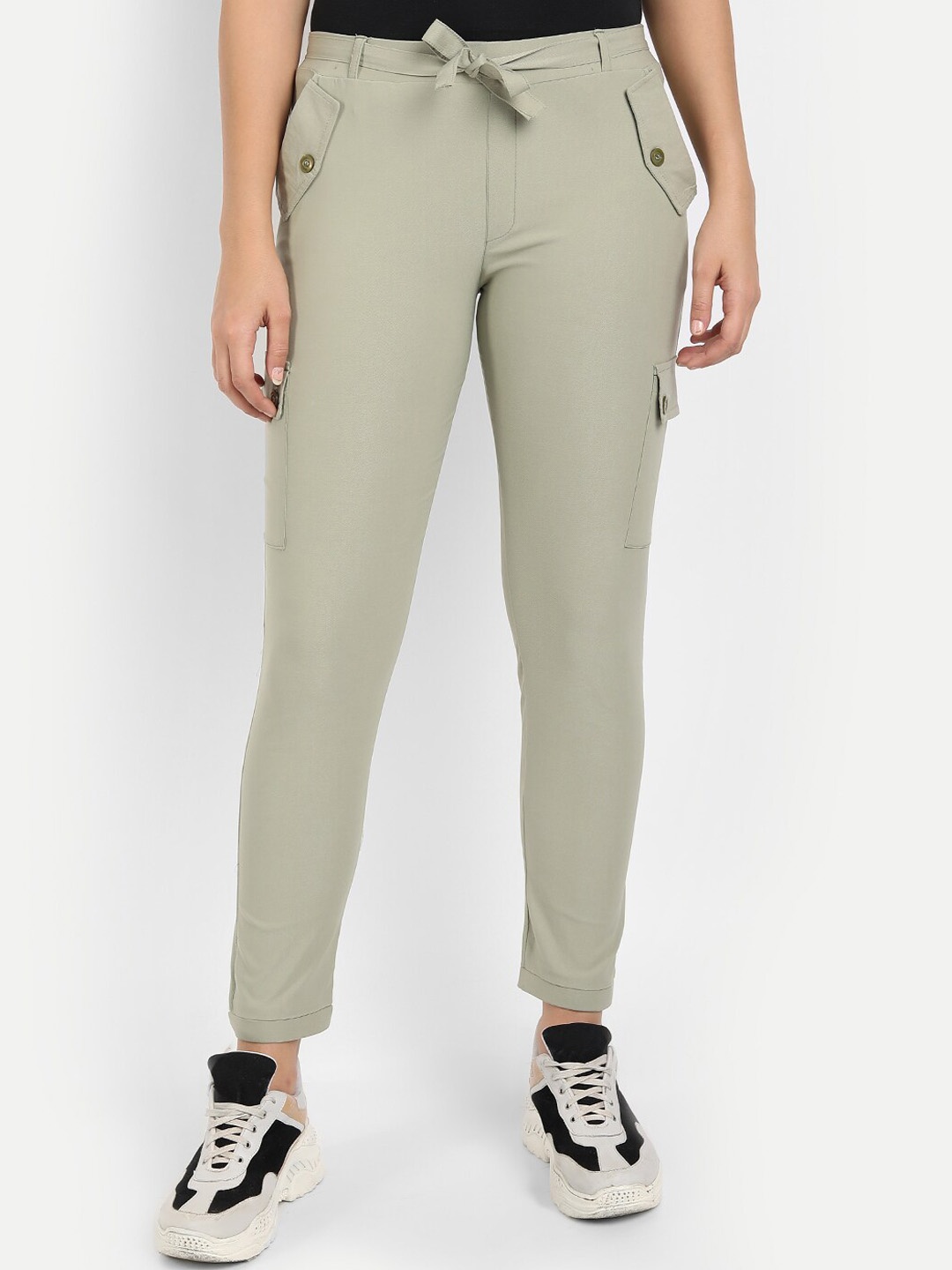 

BROADSTAR Women Smart Skinny Fit High-Rise Easy Wash Trousers, Green