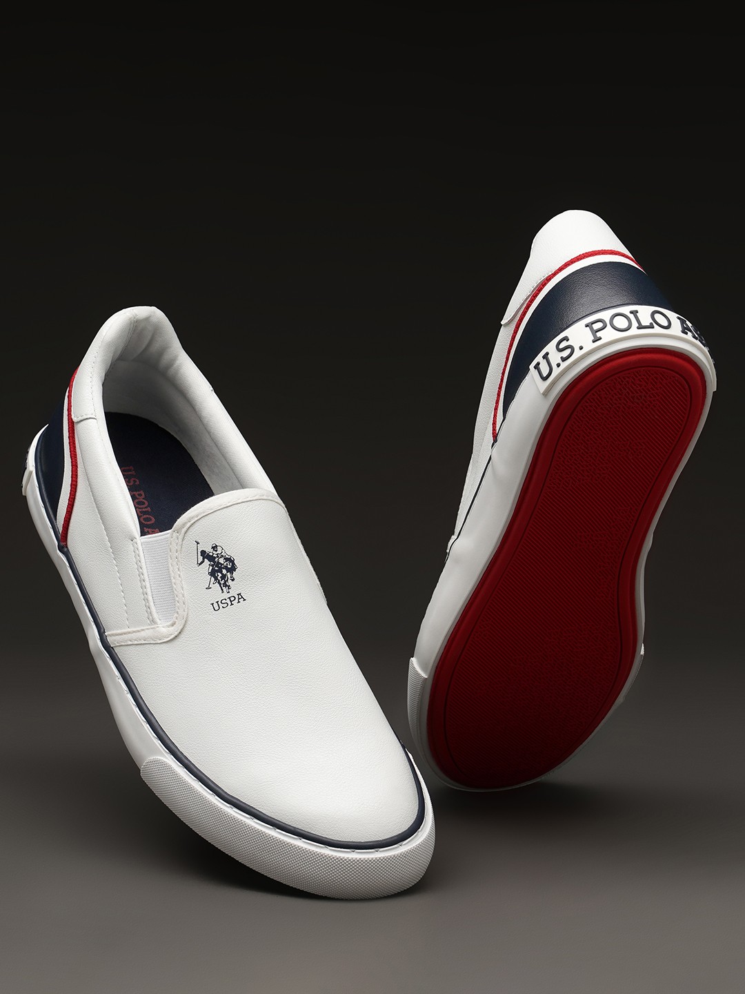 

U.S. Polo Assn. Men Solid PU Timeo Slip-On Sneakers, White