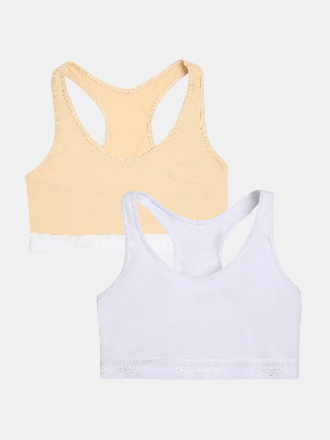 

Sillysally Girls Pack Of 2 Non Padded High Support All Day Comfort Full Coverage Bra, White