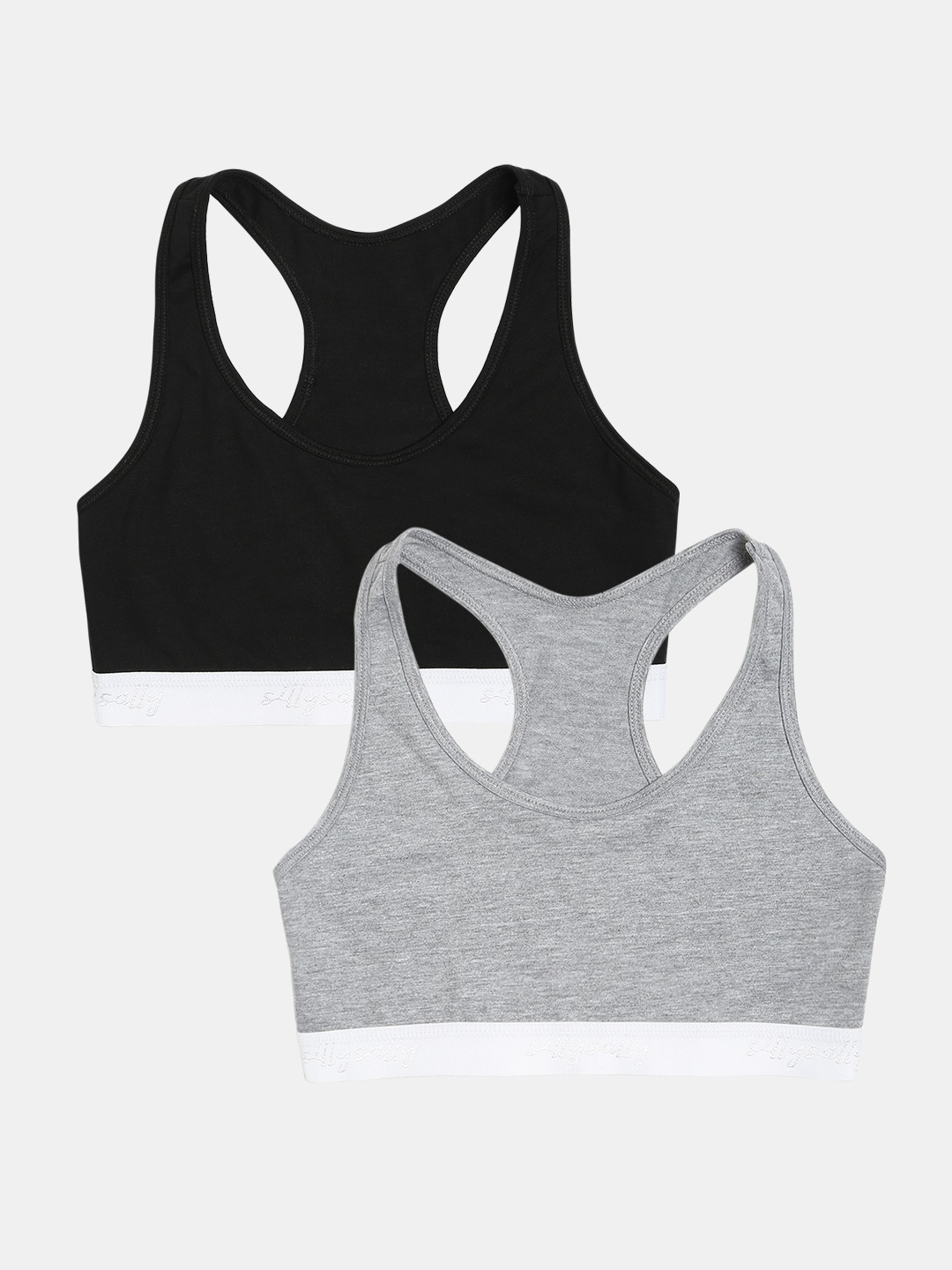 

Sillysally Pack Of 2 Double Layer Full Coverage Non Padded Non Wired Sports Bra, Black
