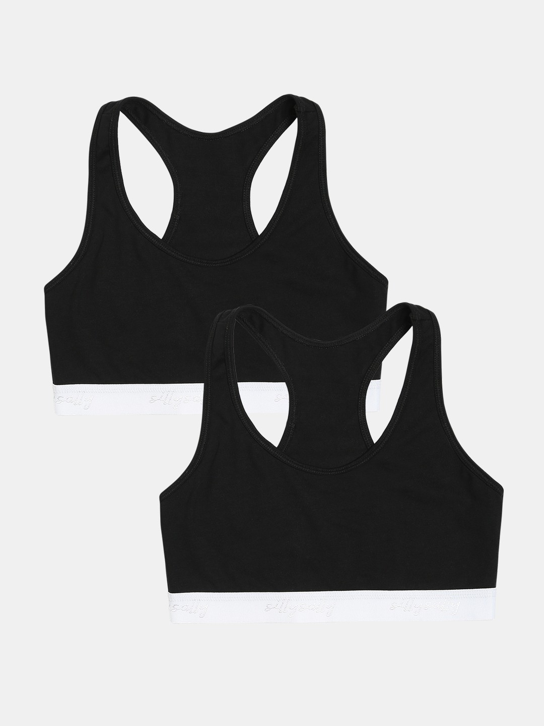 

Sillysally Girls Pack Of 2 Non Padded High Support All Day Comfort Full Coverage Bra, Black