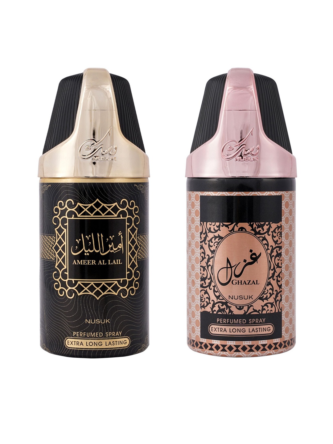 

NUSUK Set of 2 Long Lasting Deodorants 250 ml each - Ameer Al Lail & Gazal, Black