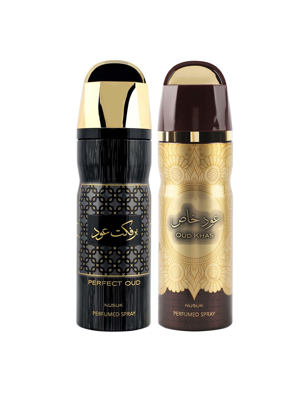 

NUSUK Men Set of 2 Long Lasting Deodorants 200 ml Each - Perfect Oud & Oud Khas, Black