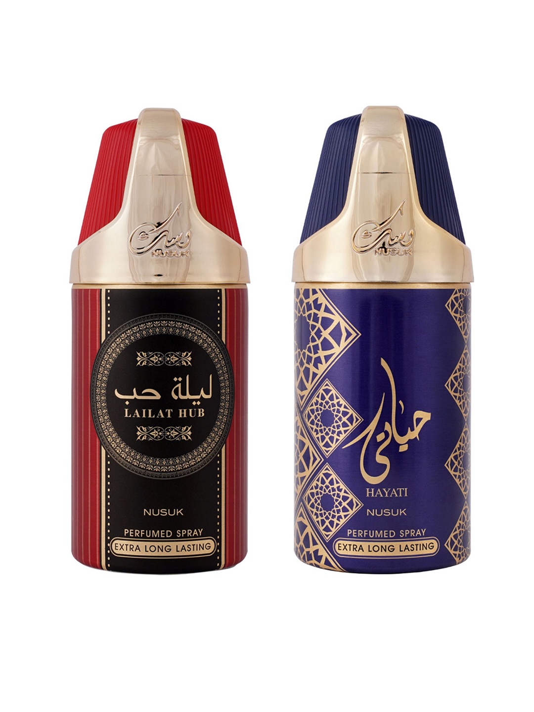 

NUSUK Men Set of 2 Long Lasting Deodorants 250 ml each - Lailat Hub & Hayati, Red