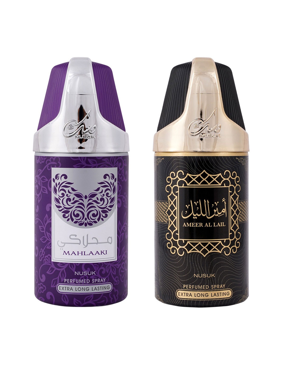 

NUSUK Set of 2 Long Lasting Deodorants 250 ml each - Mahlaaki & Ameer Al Lail, Purple