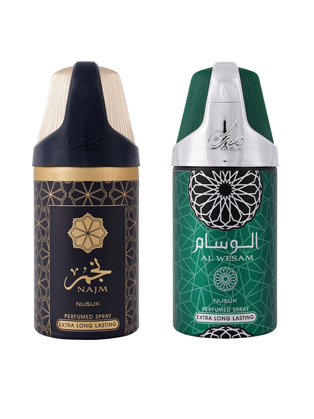 

NUSUK Set of 2 Long Lasting Deodorants 250 ml each - Najm & Al Wesam, Black