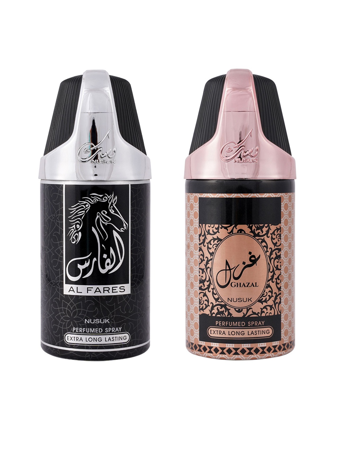 

NUSUK Set of 2 Long Lasting Deodorants 250 ml each - Al Fares & Gazal, Black