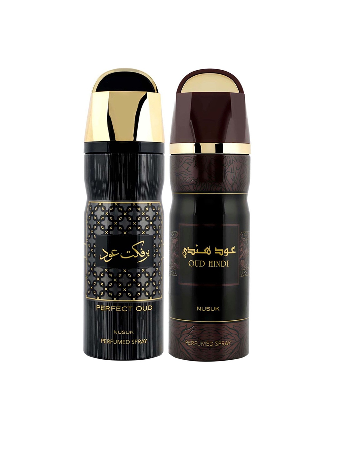 

NUSUK Men Set of 2 Premium Deodorants- Perfect Oud & Oud Hindi - 200ml Each, Black