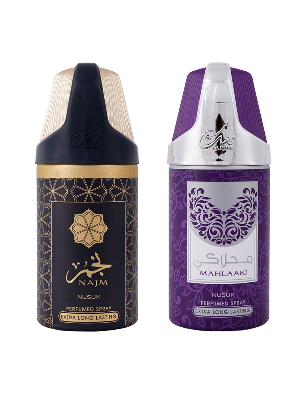 

NUSUK Men Set of 2 Long Lasting Deodorants 250 ml each - Najm & Mahlaaki, Purple