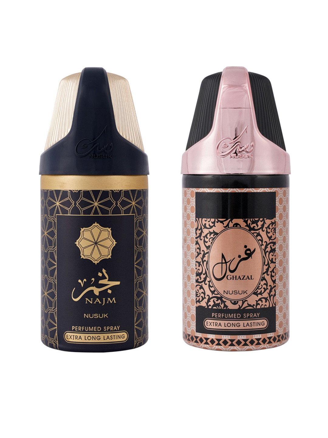 

NUSUK Set of 2 Premium Long-Lasting Deodorants 250 ml each - Najm & Gazal, Black