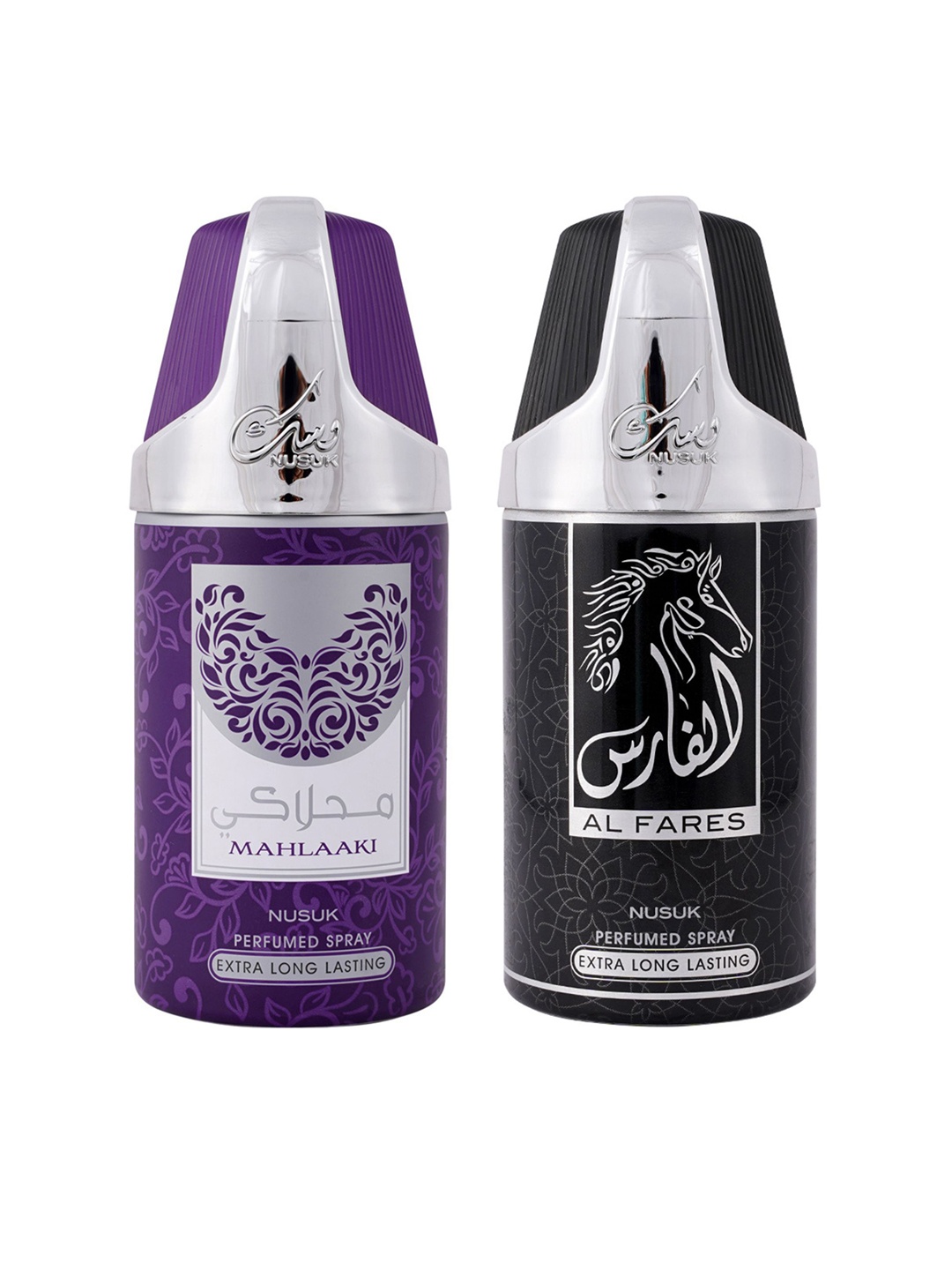 

NUSUK Men Set Of 2 Long Lasting Deodorants 250ml Each - Mahlaaki & Al Fares, Purple