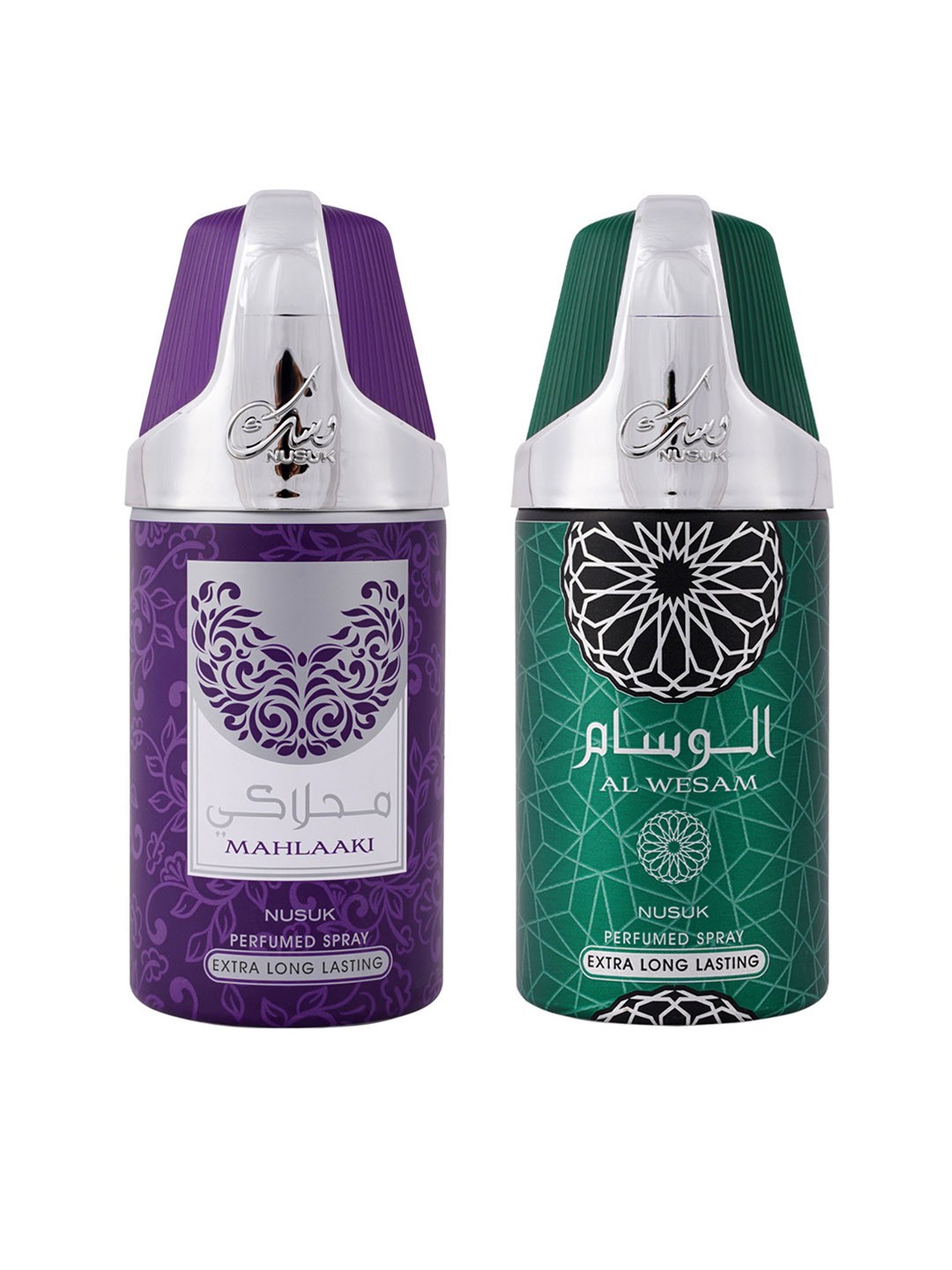 

NUSUK Men Set Of 2 Long Lasting Deodorants 250ml Each - Mahlaaki & Al Wesam, Green