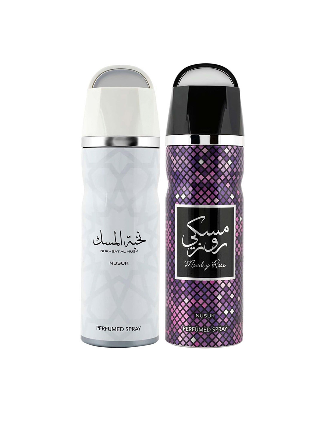 

NUSUK Set Of 2 Long Lasting Deodorants 200ml Each - Nukhbat Al Musk & Musky Rose, White