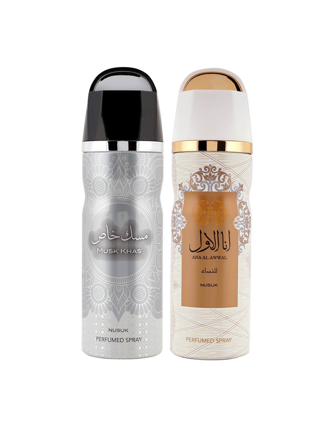 

NUSUK Women Set Of 2 Long Lasting Deodorants 200ml Each - Musk Khas & Ana Al Awwal Gold