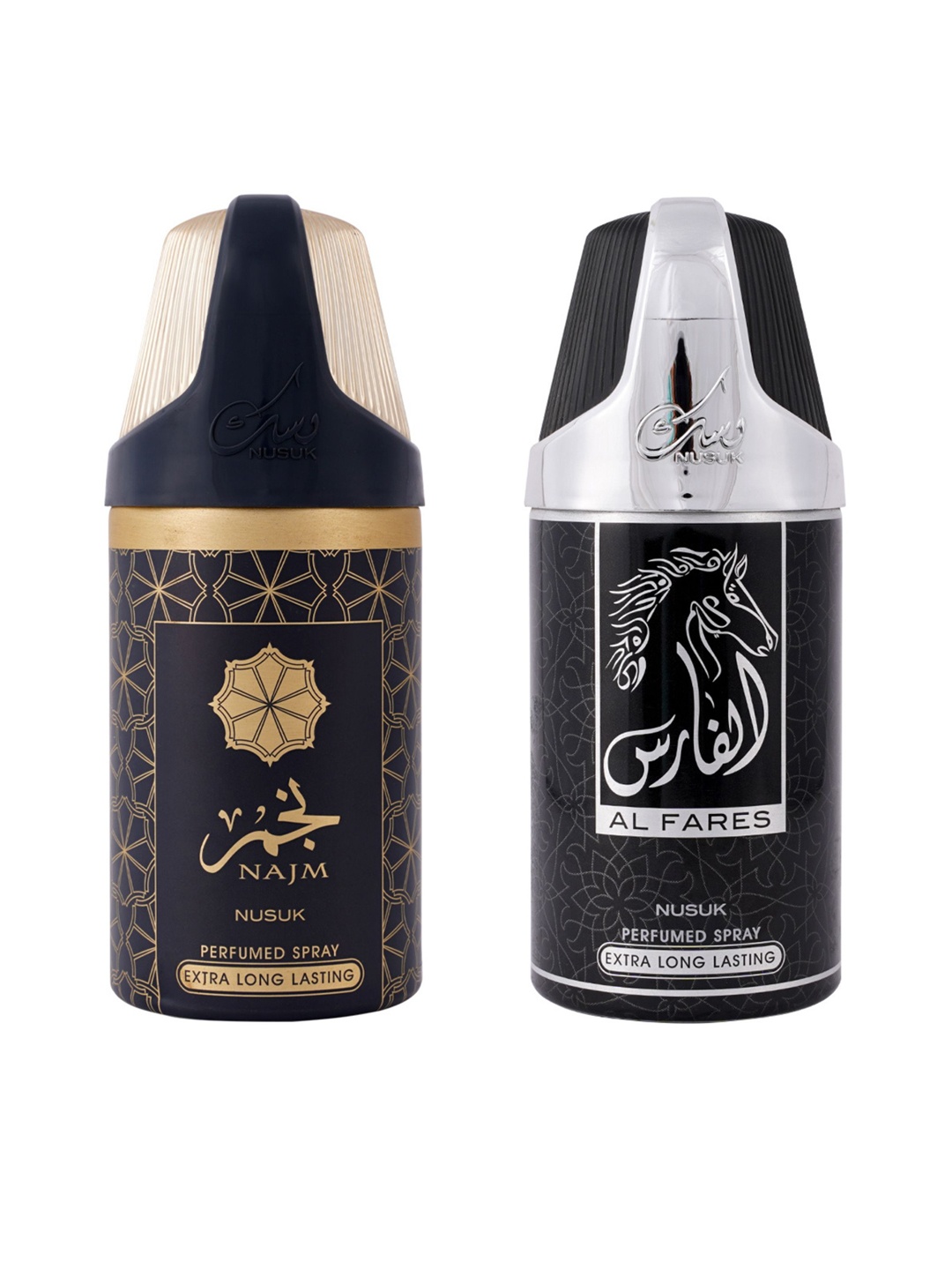 

NUSUK Men Set Of 2 Long Lasting Deodorants 250ml Each - Najm & Al Fares, Black