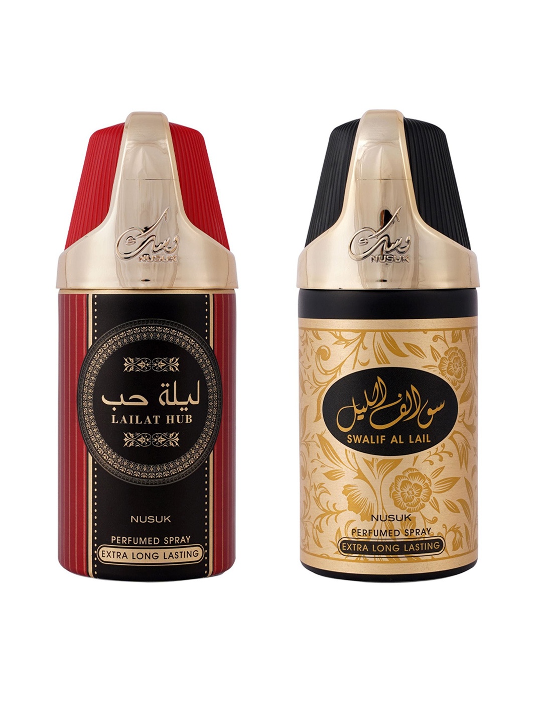 

NUSUK Set Of 2 Long Lasting Deodorants 250ml Each - Lailat Hub & Swalif Al Lail, Red