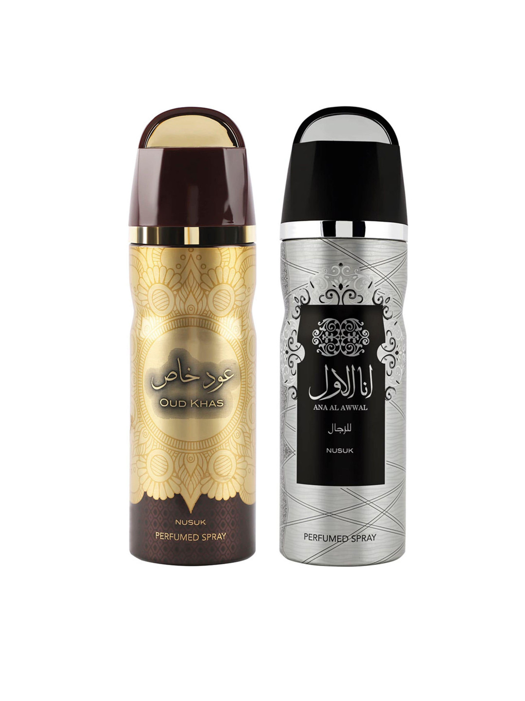 

Set of 2 Premium Long-Lasting Deodorants 200 ml each - Oud Khas & Ana Al Awwal, Grey