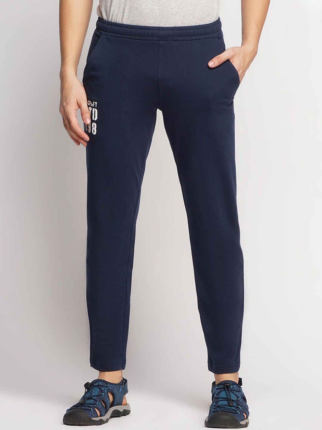 

Wildcraft Men Typography Printed Cotton Anti-Wrinkle Track Pants, Navy blue