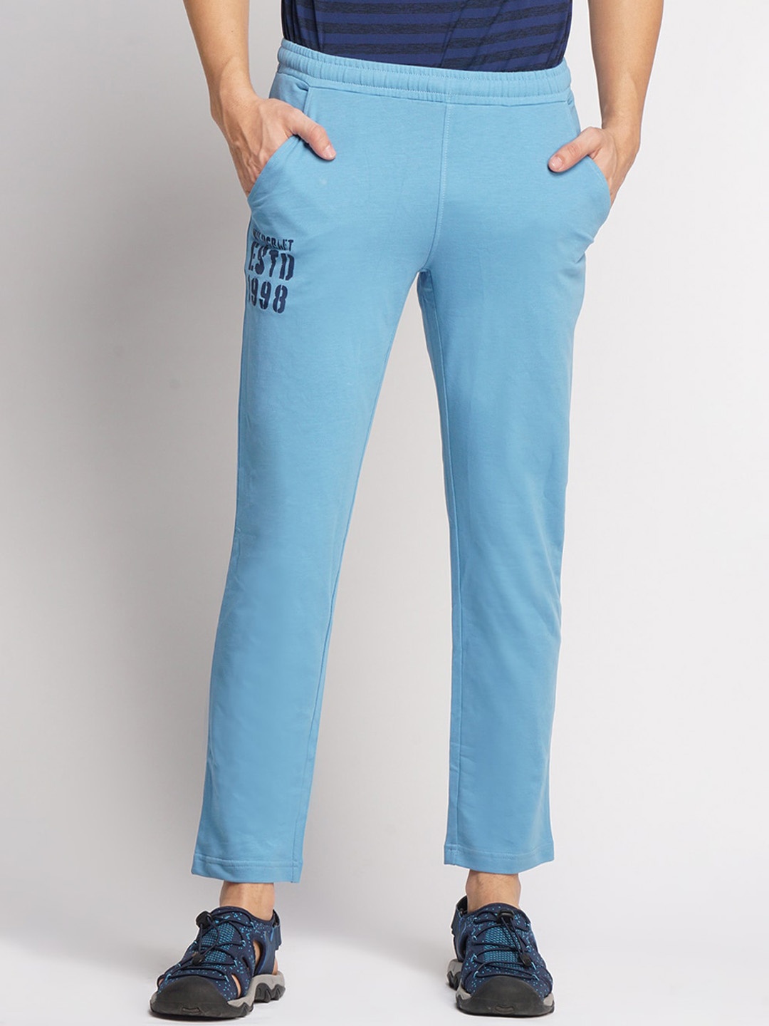 

Wildcraft Men Typography Printed Cotton Anti-Wrinkle Track Pants, Blue