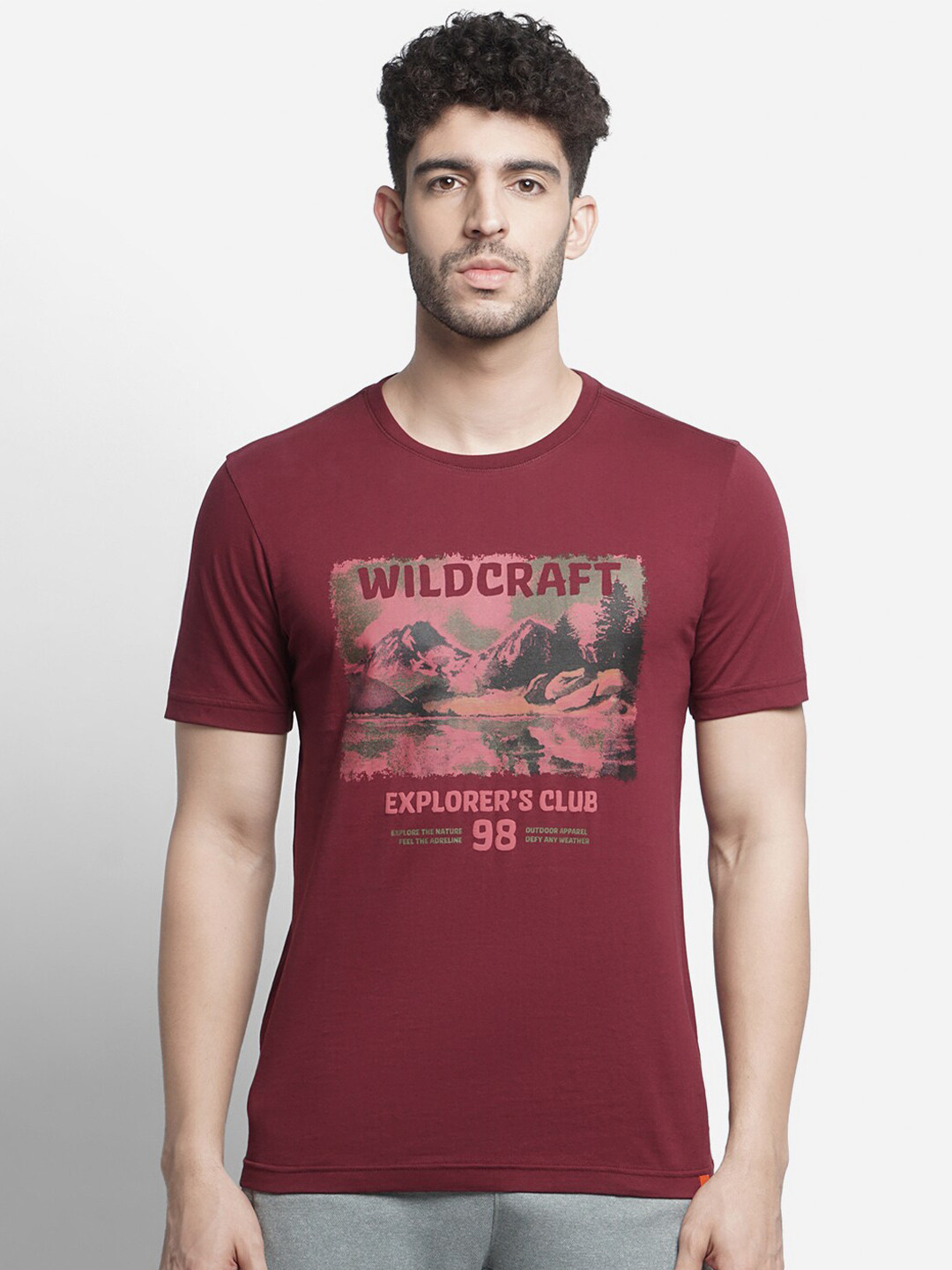 

Wildcraft Graphic Printed Round Neck Pure Cotton T-shirt, Maroon