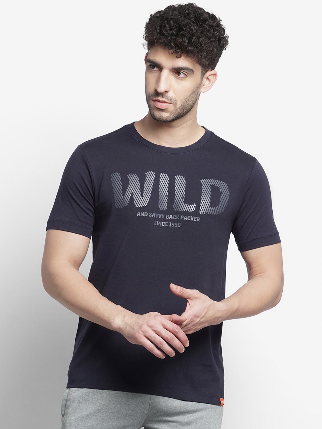

Wildcraft Typography Printed Cotton T-shirt, Navy blue