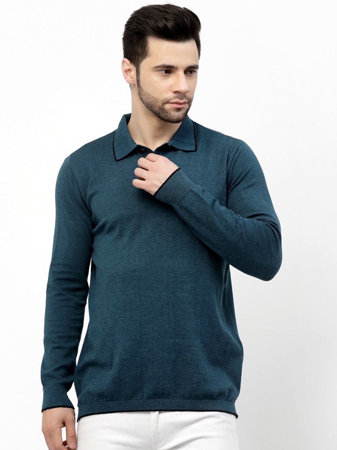 

Kalt Polo Collar Cotton T-shirt, Teal