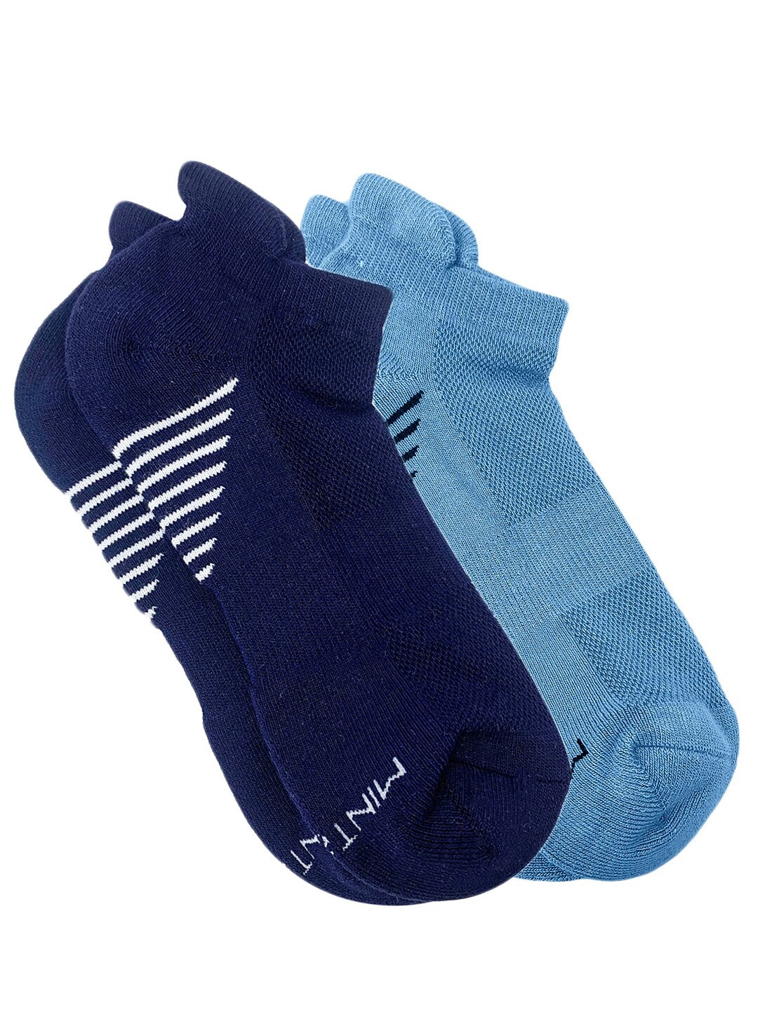 

Mint & Oak Pack Of 2 Patterned Bamboo Ankle-Length Socks, Navy blue
