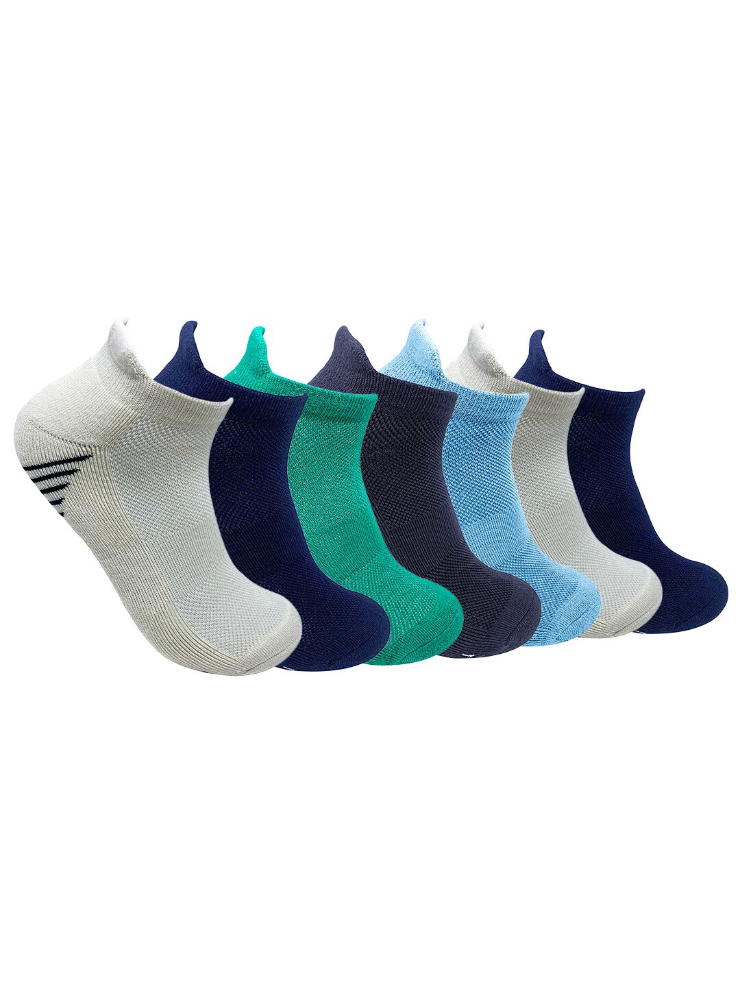 

Mint & Oak Men Pack Of 7 Patterned Ankle-Length Workout Essentials Socks, White