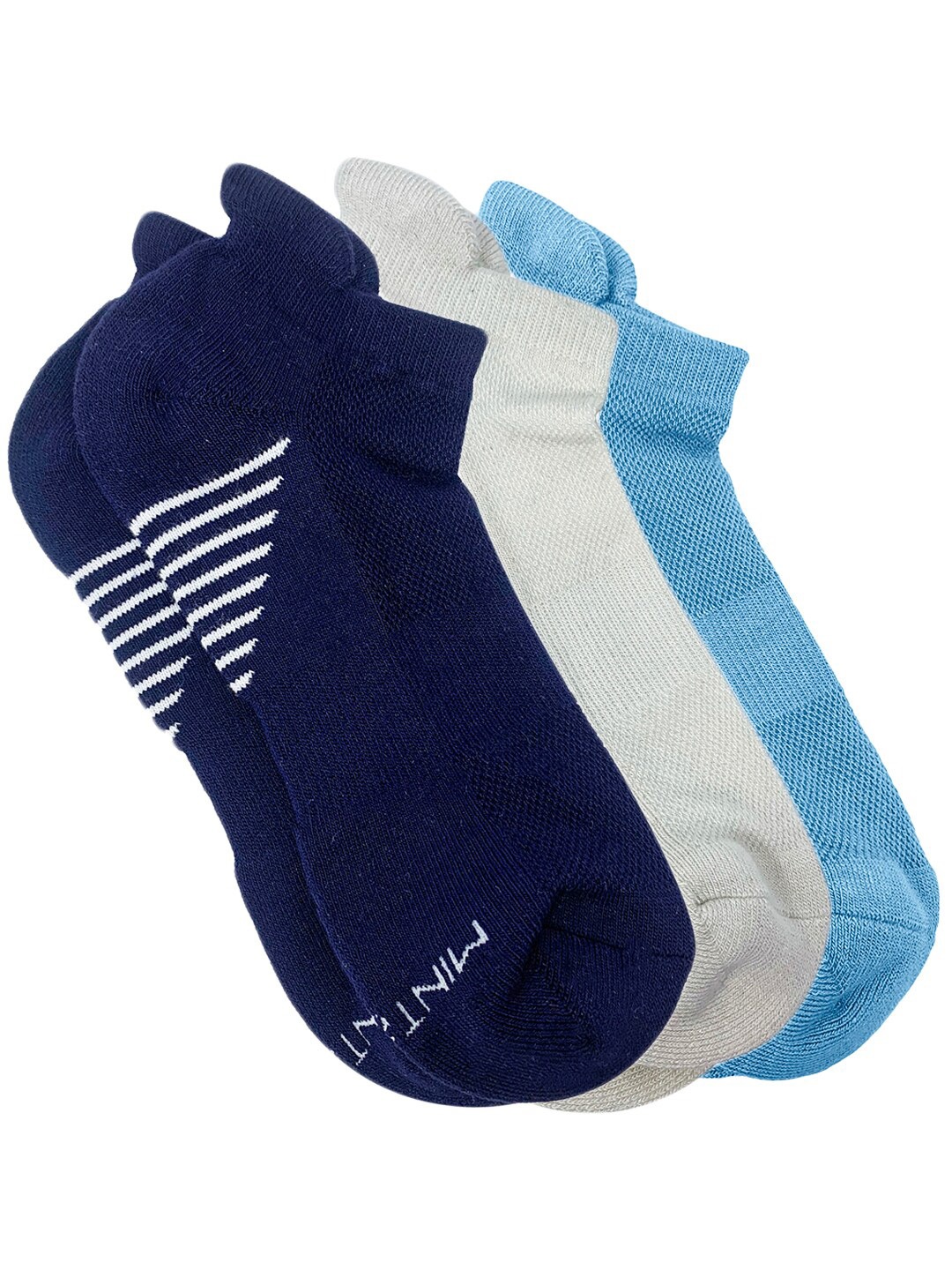

Mint & Oak Men Pack Of 3 Patterned Ankle Length Socks, Blue