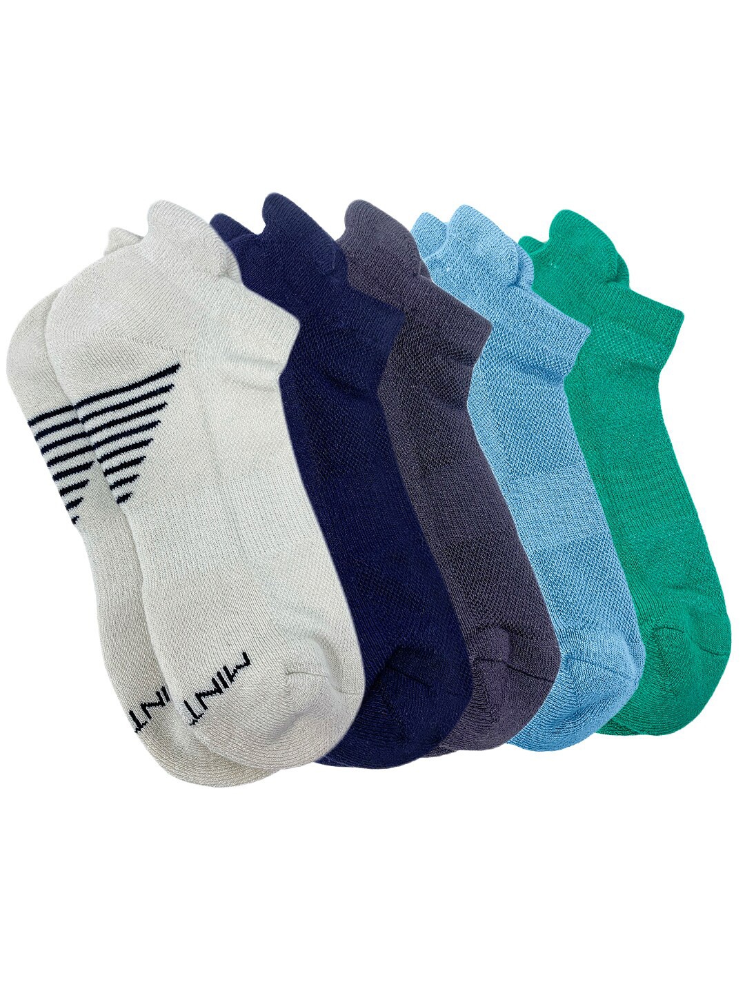 

Mint & Oak Men Pack Of 5 Striped Ankle-Length Socks, White