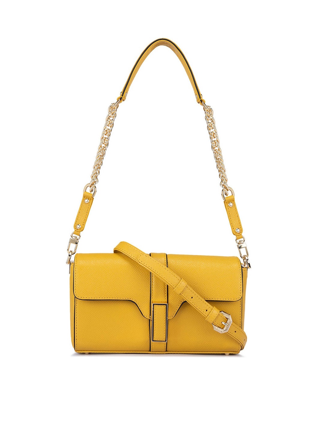 

Da Milano Women Textured Leather Sling Bag, Yellow