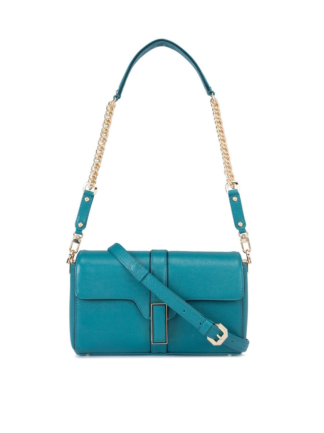 

Da Milano Women Textured Leather Sling Bag, Teal