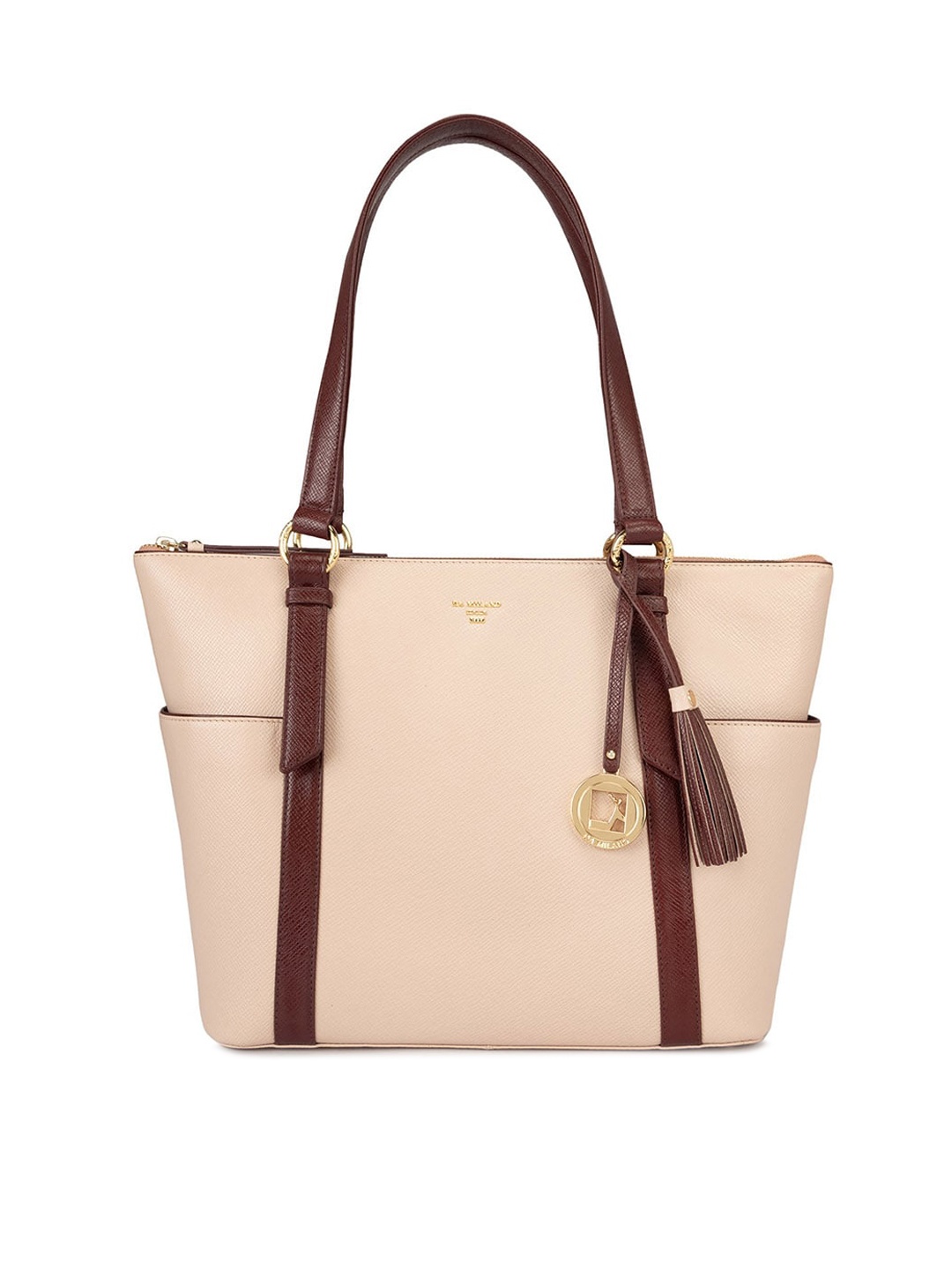 

Da Milano Women Textured Leather Shoulder Bag, Beige