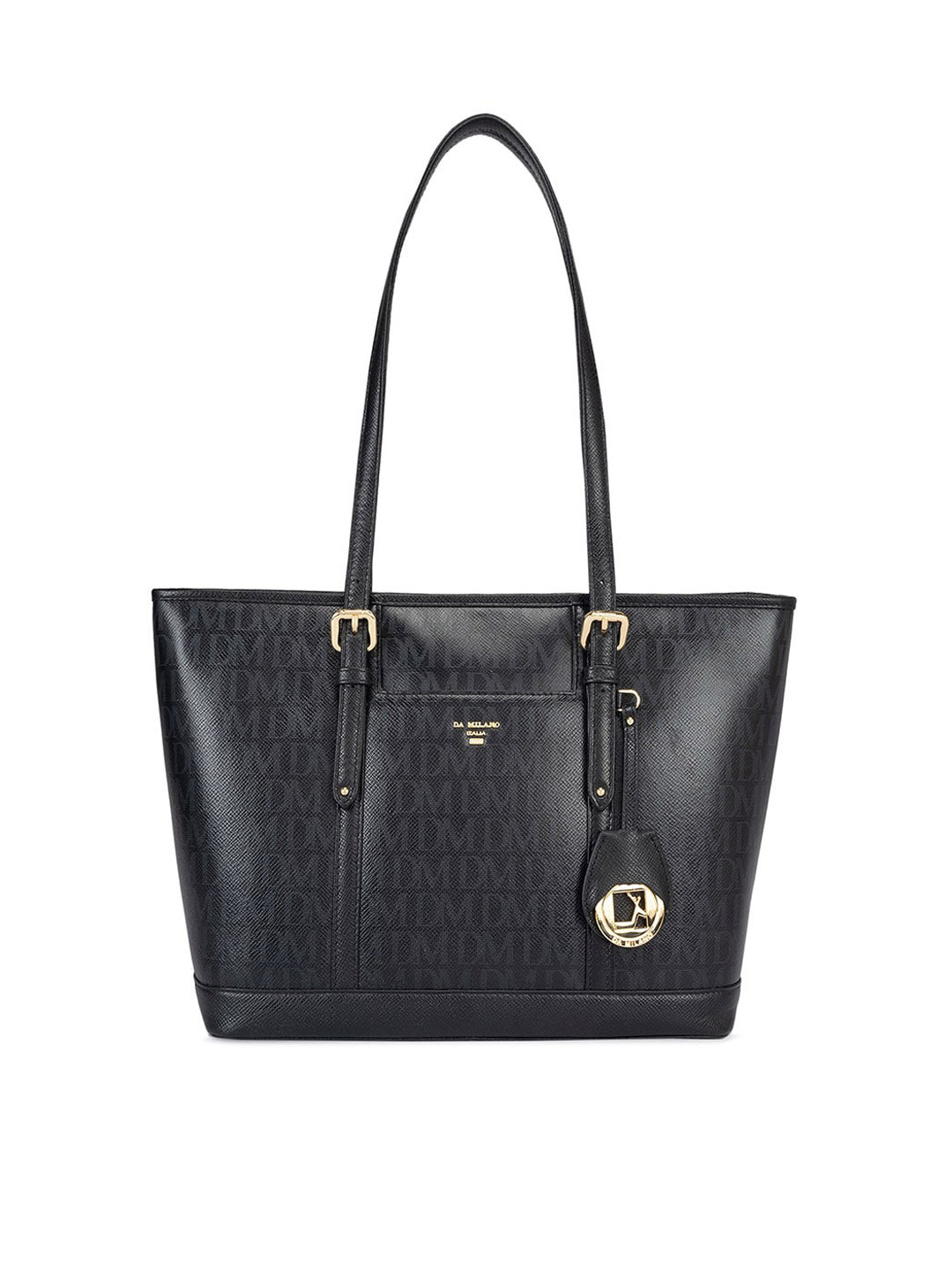 

Da Milano Women Textured Leather Shoulder Bag, Black
