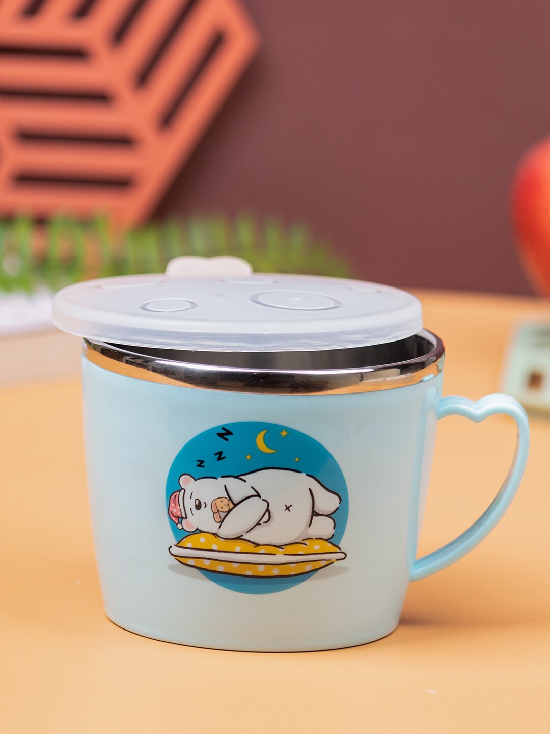 

MARKET99 Kids Blue & White Printed Glossy Mug With Lid 500 ml