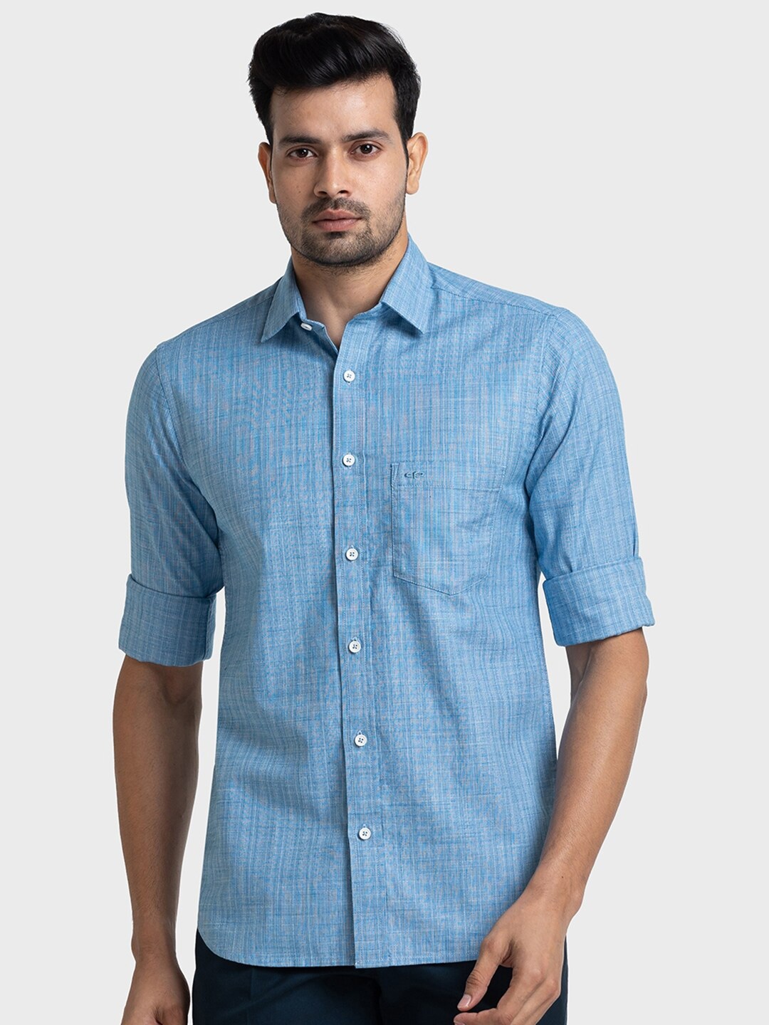 

ColorPlus Checks Tailored Fit Organic Cotton Casual Shirt, Blue