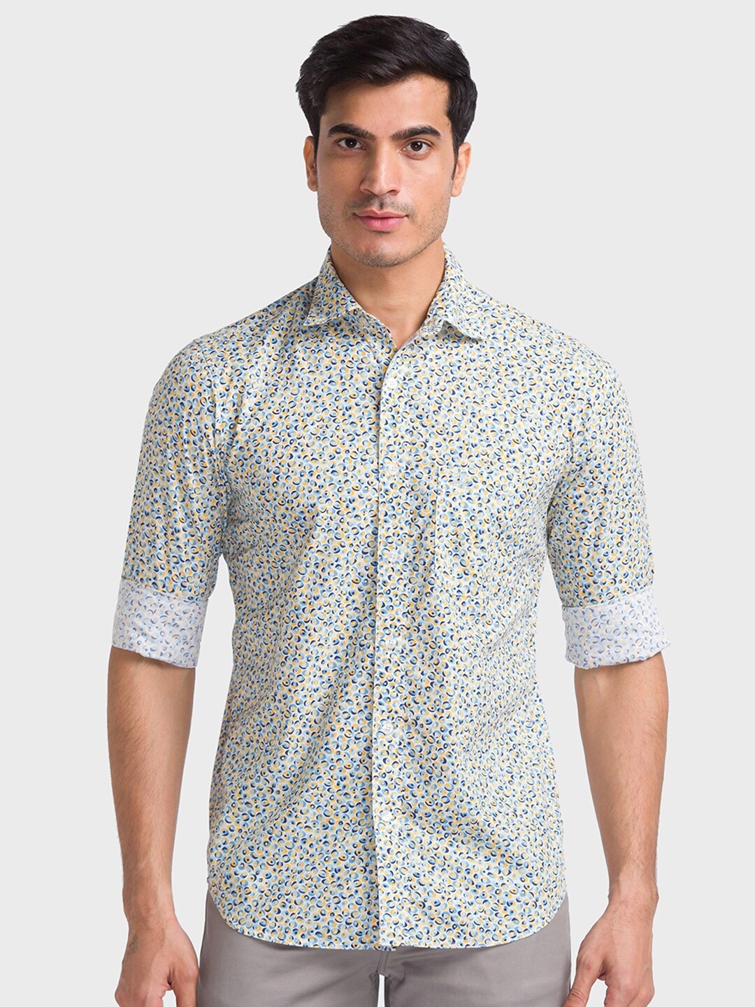 

ColorPlus Micro Ditsy Printed Tailored Fit Organic Cotton Casual Shirt, Yellow