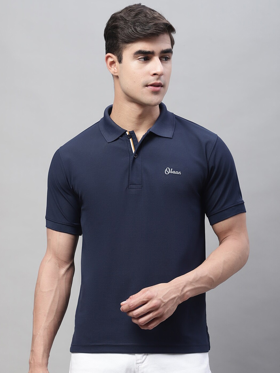 

Obaan Polo Collar Casual Cotton T-shirt, Blue