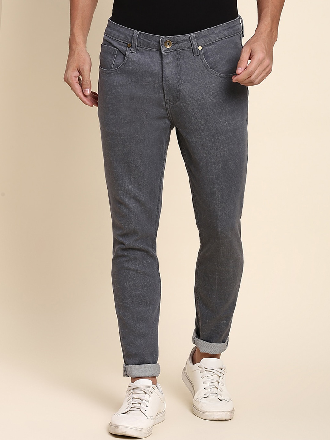 

Dennis Lingo Men Mid-Rise Slim Fit Stretchable Jeans, Charcoal