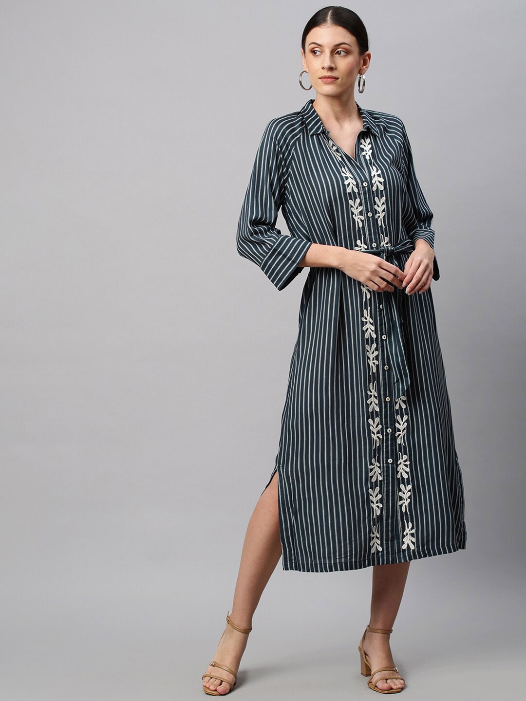 

Chemistry Striped Shirt Midi Dress, Blue