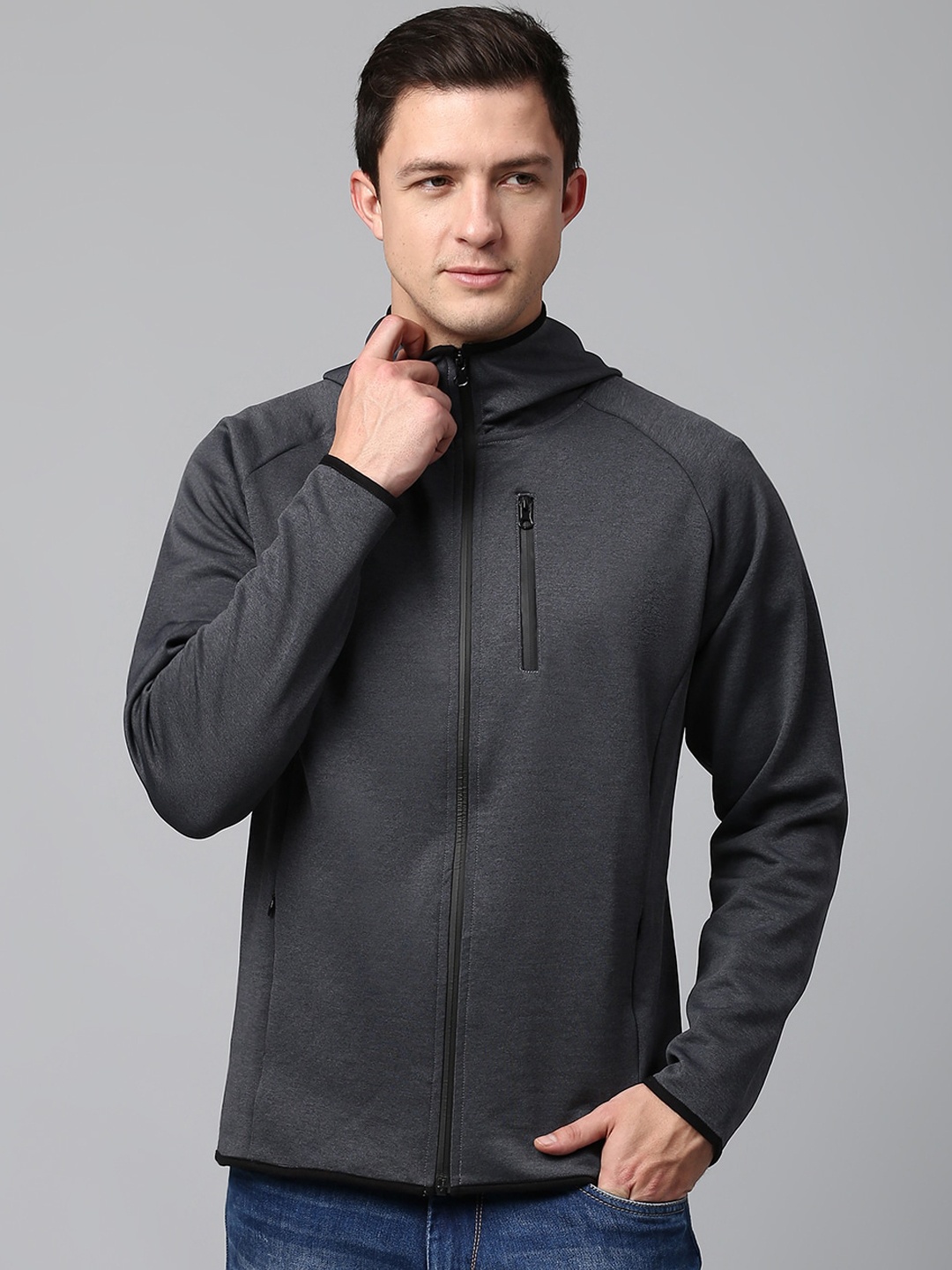 

Slowave Hooded Lightweight Bomber Jacket, Charcoal