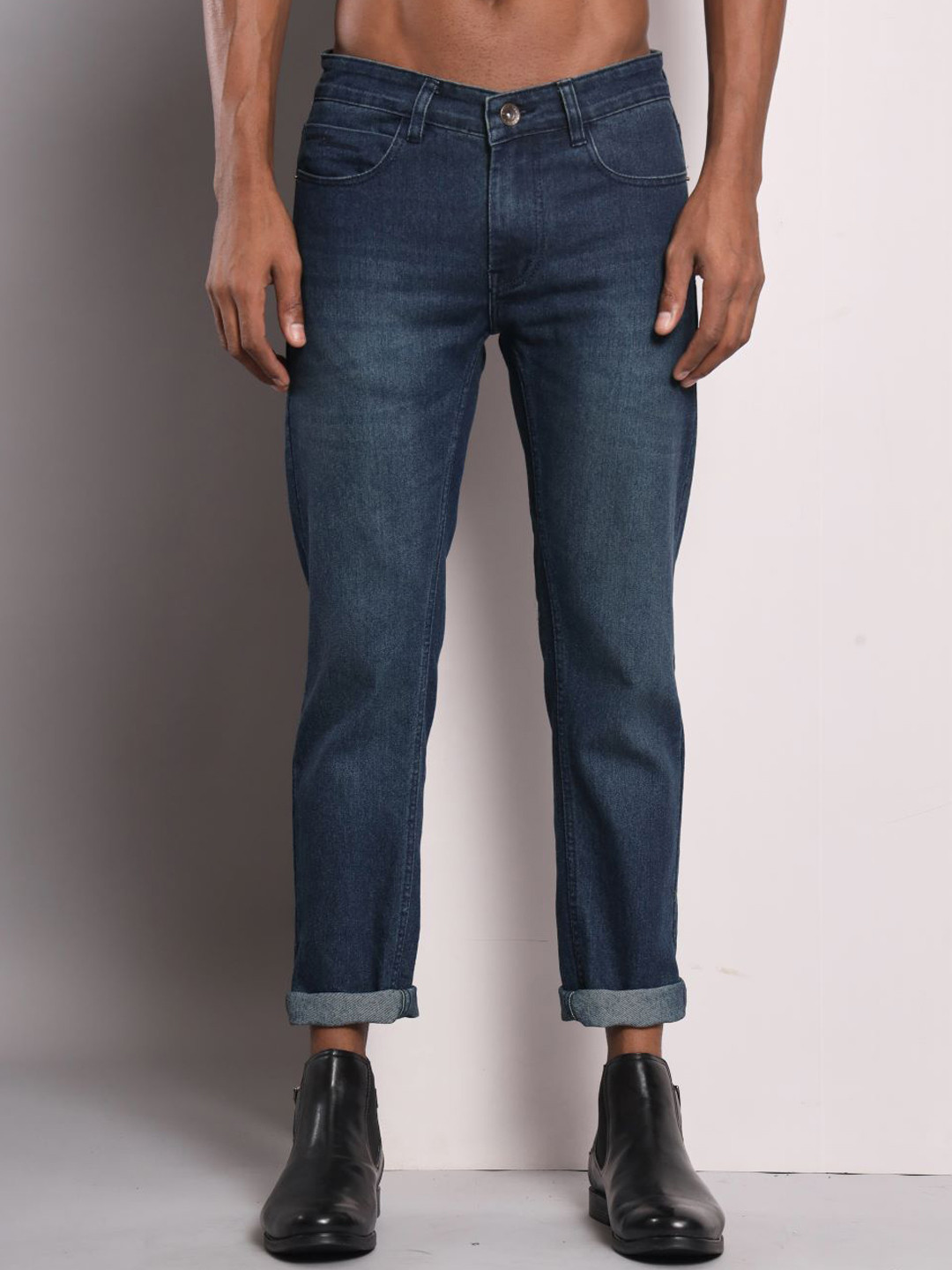 

UNITED DENIM Men Skinny Fit Light Fade Stretchable Jeans, Navy blue