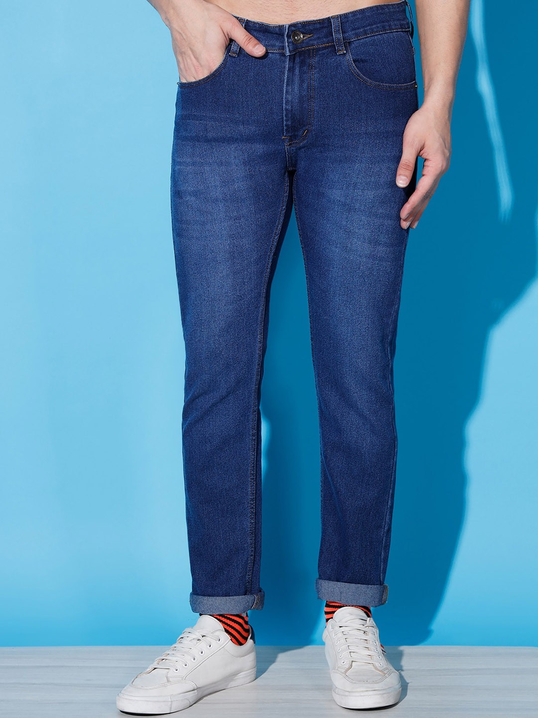 

UNITED DENIM Men Skinny Fit Heavy Fade Stretchable Jeans, Blue