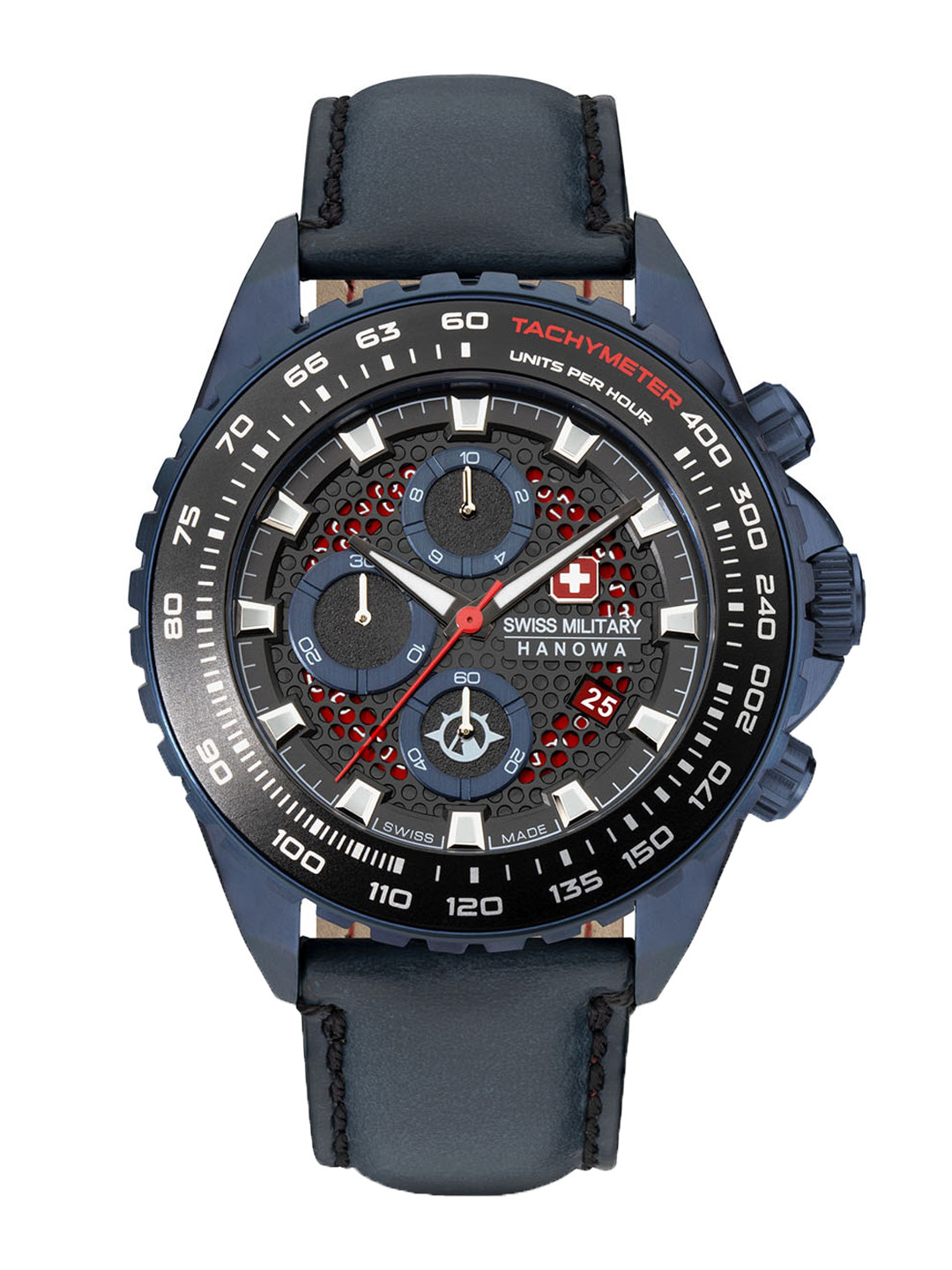 

SWISS MILITARY HANOWA Men Leather Straps Analogue Chronograph Watch SMWGC2102291, Black