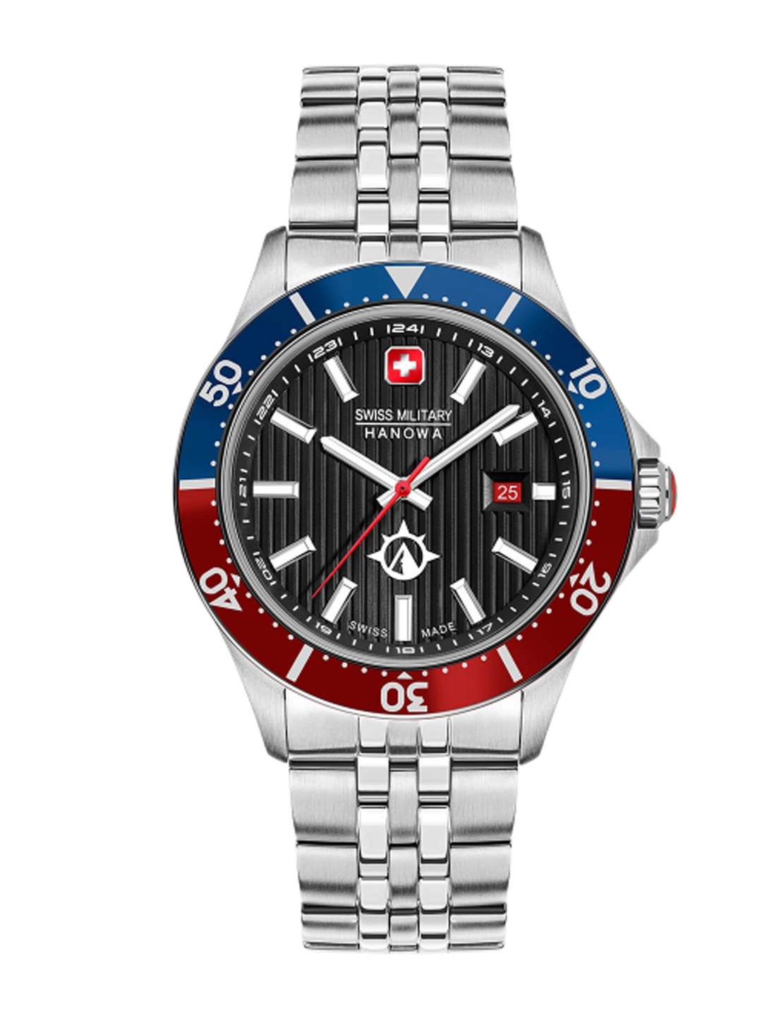 

SWISS MILITARY HANOWA Men Stainless Steel Bracelet Style Straps Analogue Watch, Black