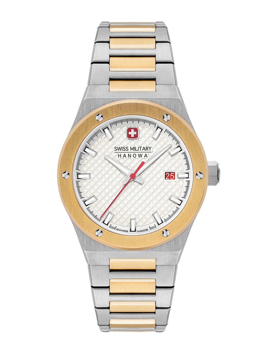 

SWISS MILITARY HANOWA Men Dial & Stainless Steel Bracelet Style Straps Analogue Watch, Silver