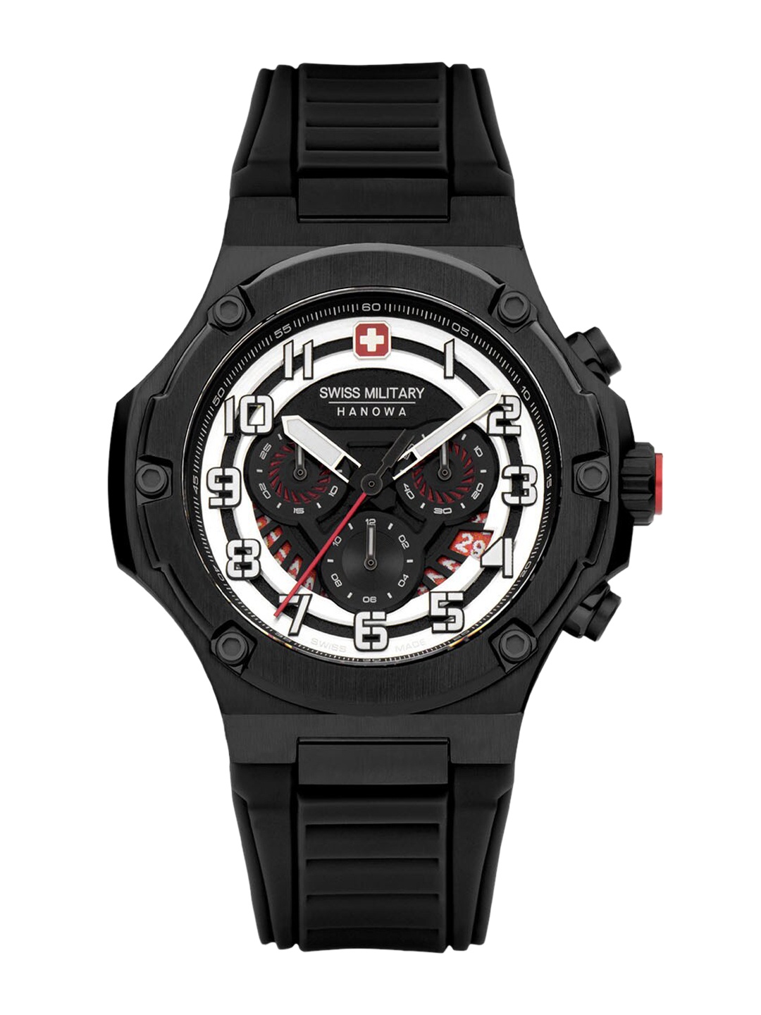 

SWISS MILITARY HANOWA Men Skeleton Straps Analogue Chronograph Watch SMWGO0000631, Black
